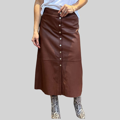 Pollera cuero café MNG talla S