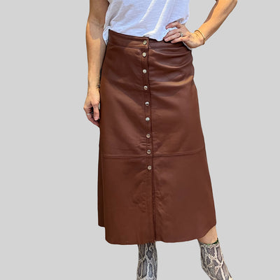 Pollera cuero café MNG talla S